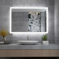 MIQU LED Badspiegel 80 x 60 cm Badezimmerspiegel mit Beleuchtung kaltweiß dimmbar Lichtspiegel Wandspiegel mit Touch rechteckig A++ von MIQU
