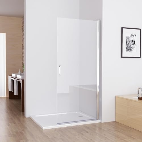 MIQU Nischentür 80 x 185 cm Walk in Duschabtrennung Duschwand für Dusche Pendeltür Schwingtür Duschtür aus NANO ESG Glas Rahmenlos duschtrennwand ohne Duschwanne von MIQU