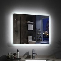 Lisa Badspiegel mit Beleuchtung 60x50cm led Wandspiegel Lichtspiegel Badezimmerspiegel -Kaltweiß/Warmweiß/Neutrale mit Touchschalter + beschlagfrei von MEESALISA
