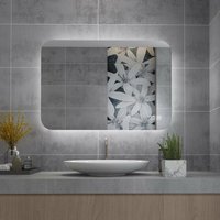 Badspiegel led Badezimmerspiegel mit Beleuchtung warmweiß / kaltweiß dimmbar Lichtspiegel großer Wandspiegel für Bad wc, Form c: Touch + beschlagfrei von MIQU