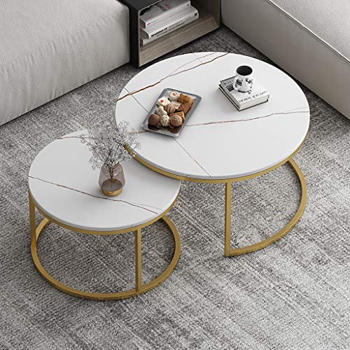 MIQXUAN Couchtisch Couchtisch 2er Set Nisttische für Wohnzimmer, Retro Nesting Couchtisch, Moderner Beistelltisch, Runder Metall Nisttisch für Schlafzimmer MIQXUAN Couchtisch Couchtisch 2er Set Nisttische für Wohnzimmer, Retro Nesting Couchtisch, Moderner Beistelltisch, Runder Metall Nisttisch für Schlafzimmer von MIQXUAN