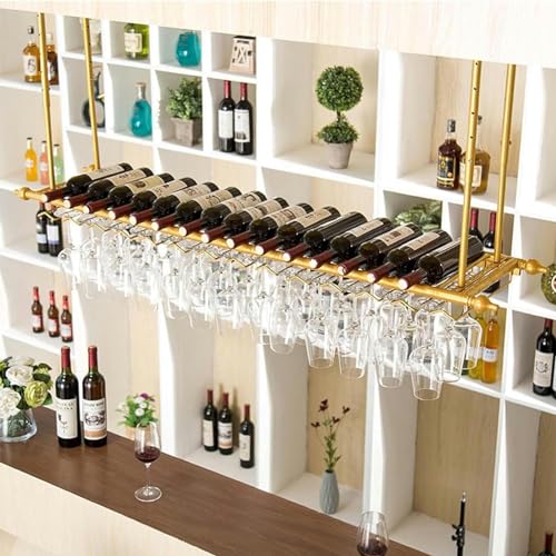 MIQXUAN Weinregal, Weinregal zur Wandmontage aus Metall, Weinglasregal zum Aufhängen von Weingläsern, höhenverstellbares Deckenweinregal, Moderne Glasregale für Bars von MIQXUAN