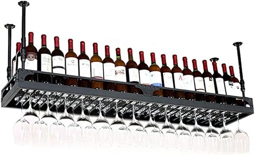 Weinregal, An der Wand montiertes Weinflaschenregal/hängender Weinhalter an der Decke/wandiges Weinregal für Weinflaschen/schwebendes Weinregal und Glasregal-Set zur Wandmontage für Küche, Esszimmer, von MIQXUAN