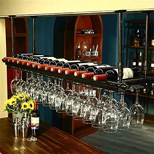 Weinregal, Weinflaschenhalter Deckenmontiertes Weinregal und Glashalter, verstellbares 30~60 cm großes industrielles Weinregal für die Wand, hängender Weinglasregalhalter für die Bar, Weinregal aus Ei von MIQXUAN