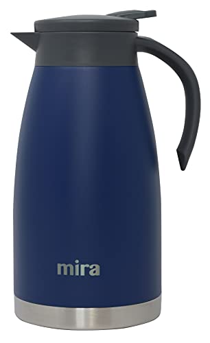 MIRA Thermo-Kaffeekaraffe aus Edelstahl mit Schraubdeckel und Griff, doppelwandiger Vakuum, Spender zum Servieren von Tee, Wasser und Kaffee, 1,5 Liter, Admiralblau von MIRA Brands