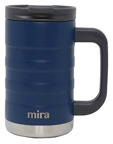 MIRA Isolierter Kaffeebecher mit Griff, Edelstahl-Thermoskanne mit sicherem Deckel, Heiß- und Kaltbecher, 400 ml, Admiralblau von MIRA