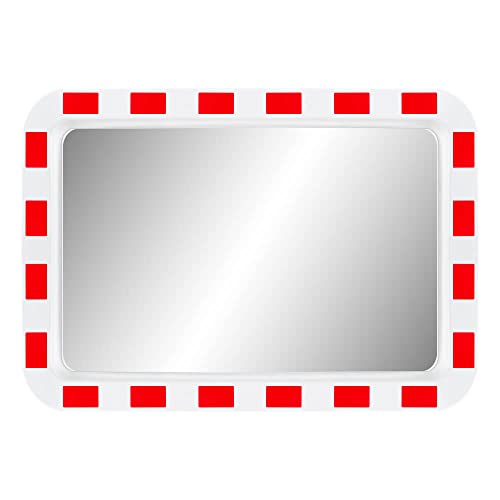 MIRAC Verkehrsspiegel, Acrylglas, rot/weiß, rechteckig, 60 x 40 cm aus Glas, Kunststoff, Stahl, Art.-Nr. 45100460 von MIRAC
