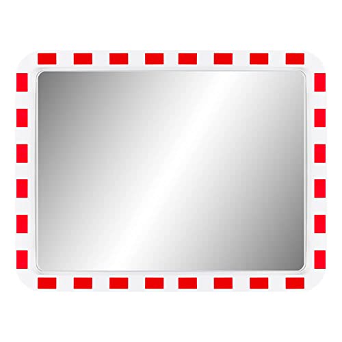 MIRAC Verkehrsspiegel, Acrylglas, rot/weiß, rechteckig, 80 x 60 cm aus Glas, Kunststoff, Stahl, Art.-Nr. 45100680 von MIRAC