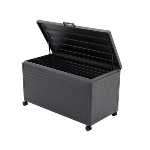 MIRADOR 142 Aufbewahrungsbox 715 Liter Aluminium Anthrazit Hohes Fassungsvermögen Garten Terasse Pergola Winterfest Stabil Pavillion von MIRADOR