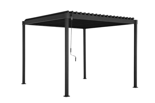 MIRADOR Pergola 80 Solid 3x4 m Stahl Anthrazit verstellbares Lamellendach Garten Terasse Pergola Winterfest Stabil Pavillion von MIRADOR