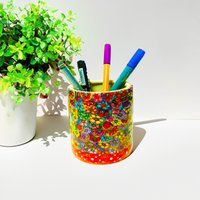 Handgemachte Keramik Stiftehalter Polymer Clay Schreibtisch Tasse von MIRAKRIS