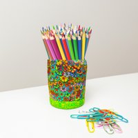 Handgefertigte Florale Stiftebox Aus Polymer Clay Moderner Schreibtisch Organizer von MIRAKRIS