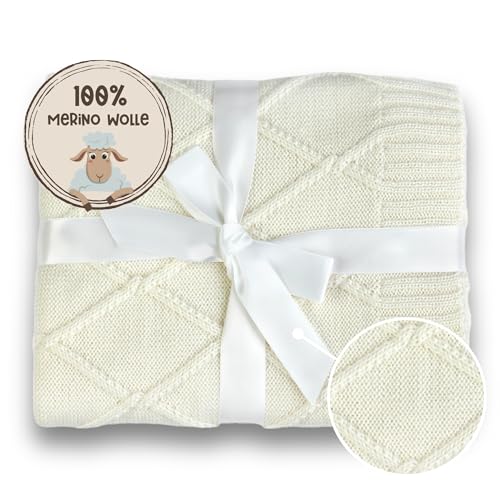 MIRARI Kids Wolldecke Baby aus 100% Merino Wolle - Decke Merinowolle Baby 75x100 cm - Baby Geschenk Junge - Einschlagdecke Babyschale – Krabbeldecke - Erstausstattung für Neugeborene von MIRARI Kids