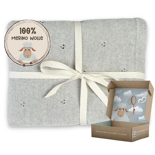 MIRARI Kids Babydecke 100% Merino Wolle I Baby Erstausstattung Neugeborene I Babydecke Winter 75 x 100 cm I Einschlagdecke babyschale Winter I Merino Decke I Wolldecke mit Geschenkbox von MIRARI Kids