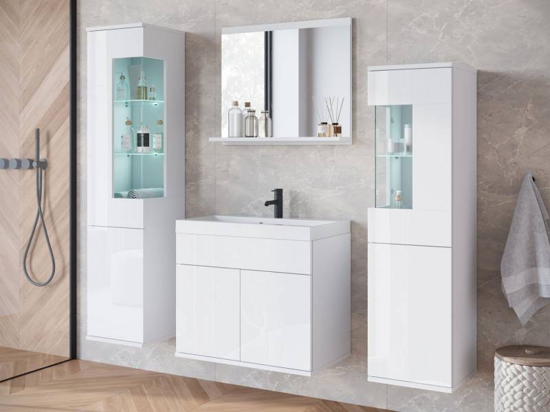 MIRJAN24 Badmöbel-Set Nairobi, (4er-Set, 2x Hängeschrank, Waschbeckenschrank, Spiegel), Waschbecken mit Siphon von MIRJAN24