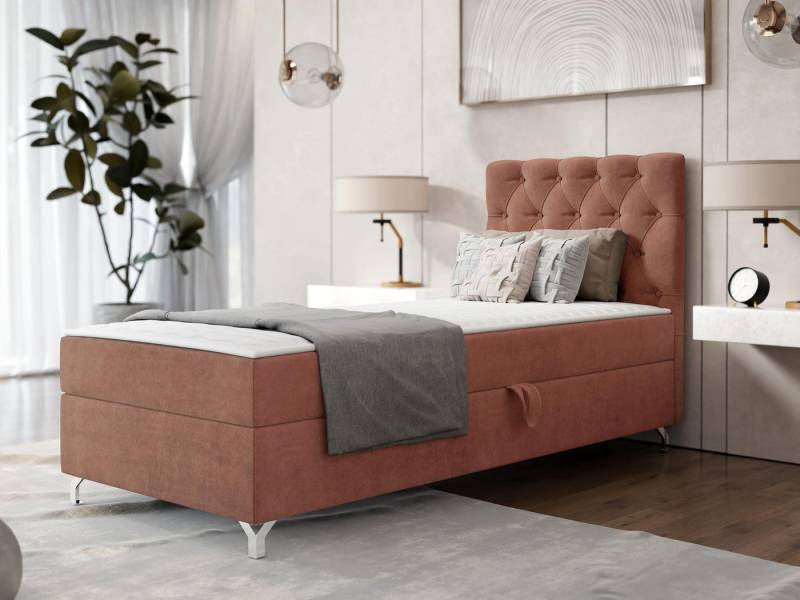 MIRJAN24 Boxspringbett Chester 1 (mit Bettkasten), 80/90 cm, Verchromte Metallfüße, Bonellfederkern von Mirjan24