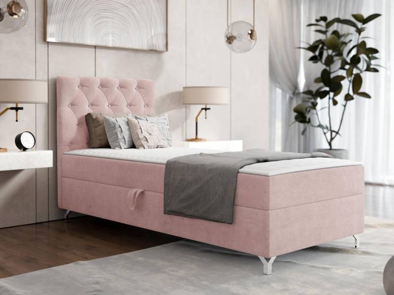 MIRJAN24 Boxspringbett Chester 1 (mit Bettkasten), 80/90 cm, Verchromte Metallfüße, Bonellfederkern von Mirjan24