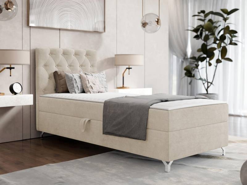 MIRJAN24 Boxspringbett Chester 1 (mit Bettkasten), 80/90 cm, Verchromte Metallfüße, Bonellfederkern von MIRJAN24