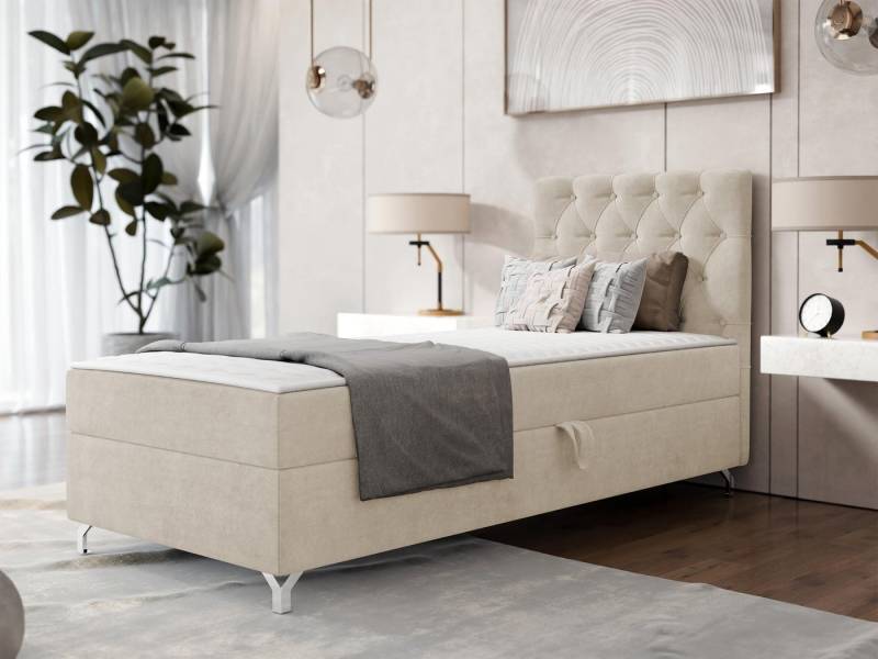 MIRJAN24 Boxspringbett Chester 1 (mit Bettkasten), 80/90 cm, Verchromte Metallfüße, Bonellfederkern von MIRJAN24