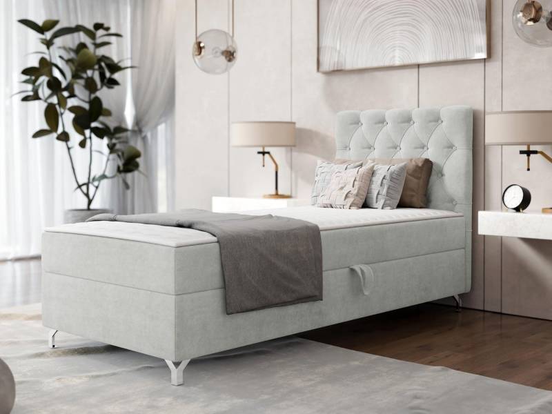 MIRJAN24 Boxspringbett Chester 1 (mit Bettkasten), 80/90 cm, Verchromte Metallfüße, Bonellfederkern von Mirjan24