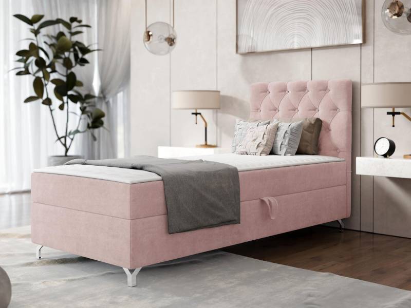 MIRJAN24 Boxspringbett Chester 1 (mit Bettkasten), 80/90 cm, Verchromte Metallfüße, Bonellfederkern von MIRJAN24