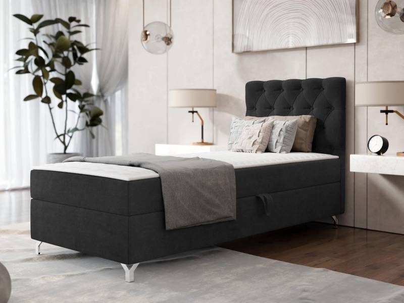 MIRJAN24 Boxspringbett Chester 1 (mit Bettkasten), 80/90 cm, Verchromte Metallfüße, Bonellfederkern von Mirjan24