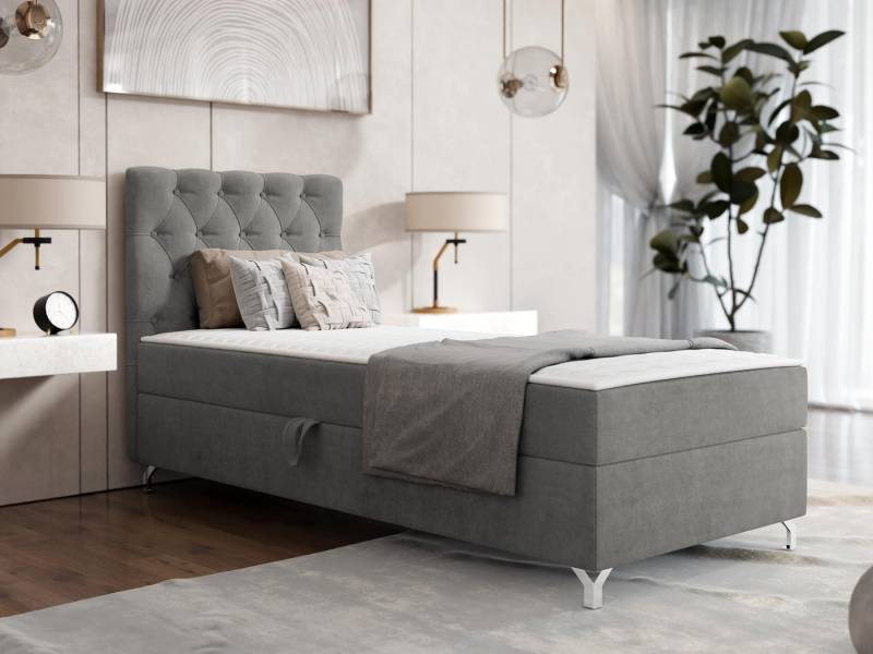 MIRJAN24 Boxspringbett Chester 1 (mit Bettkasten), 80/90 cm, Verchromte Metallfüße, Bonellfederkern von Mirjan24