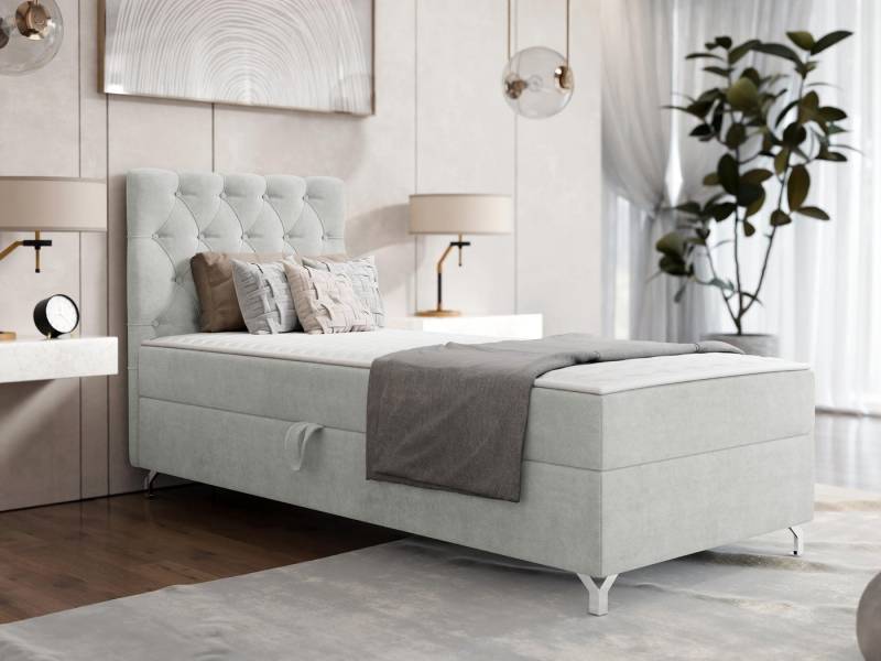 MIRJAN24 Boxspringbett Chester 1 (mit Bettkasten), 80/90 cm, Verchromte Metallfüße, Bonellfederkern von MIRJAN24