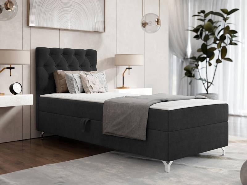 MIRJAN24 Boxspringbett Chester 1 (mit Bettkasten), 80/90 cm, Verchromte Metallfüße, Bonellfederkern von Mirjan24