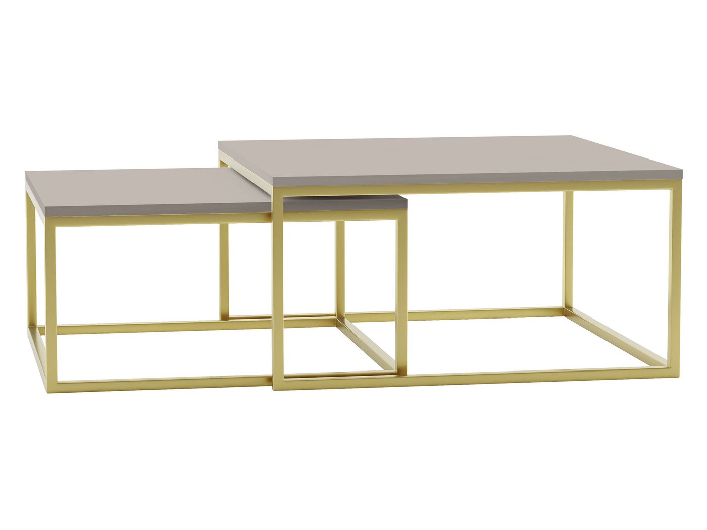 MIRJAN24 Couchtisch Dual Gold (2er-Set), Vierkantrohrrahmen aus Stahl, gold pulverbeschichtet von MIRJAN24