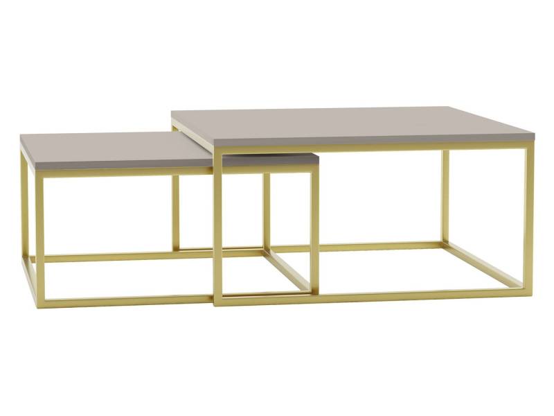 MIRJAN24 Couchtisch Dual Gold (2er-Set), Vierkantrohrrahmen aus Stahl, gold pulverbeschichtet von MIRJAN24