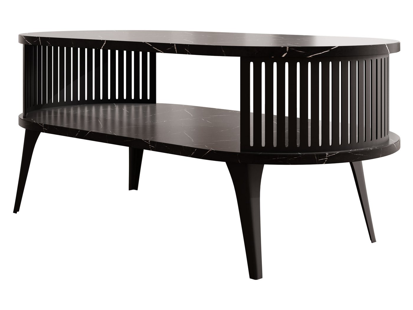 MIRJAN24 Couchtisch Roenni Oval (mit Regal), Beine und Seiten aus Stahl, 100x50x44 cm von MIRJAN24