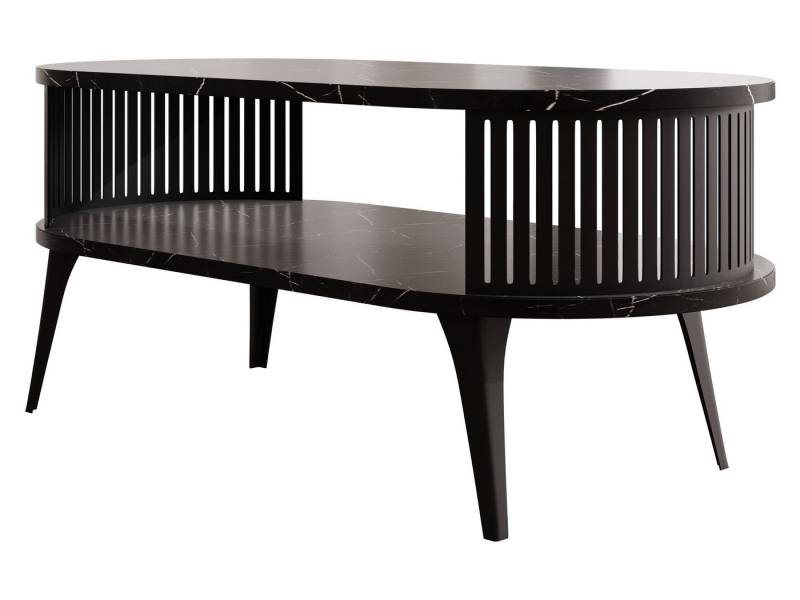 MIRJAN24 Couchtisch Roenni Oval (mit Regal), Beine und Seiten aus Stahl, 100x50x44 cm von MIRJAN24