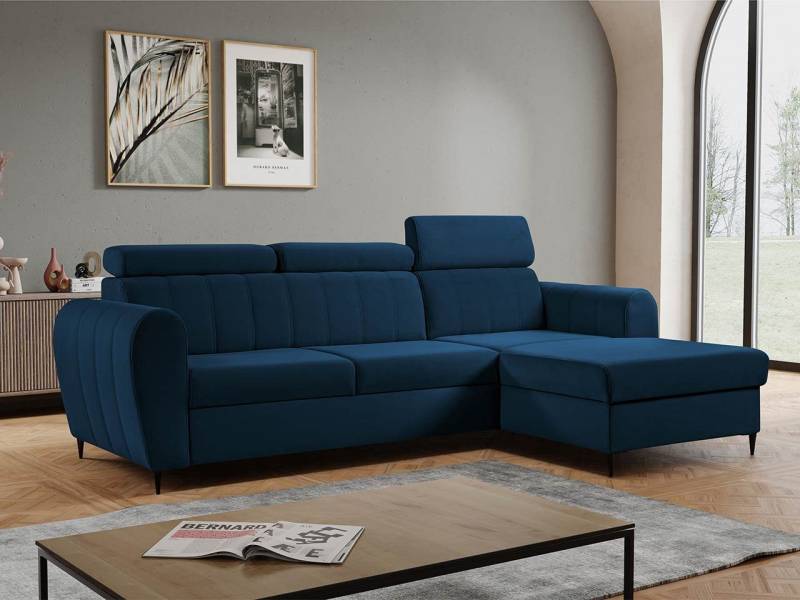 MIRJAN24 Ecksofa Forio Mini, mit Bettkasten und Schlaffunktion, Einstellbare Kopfstützen, Schwarze Metallfüße von MIRJAN24