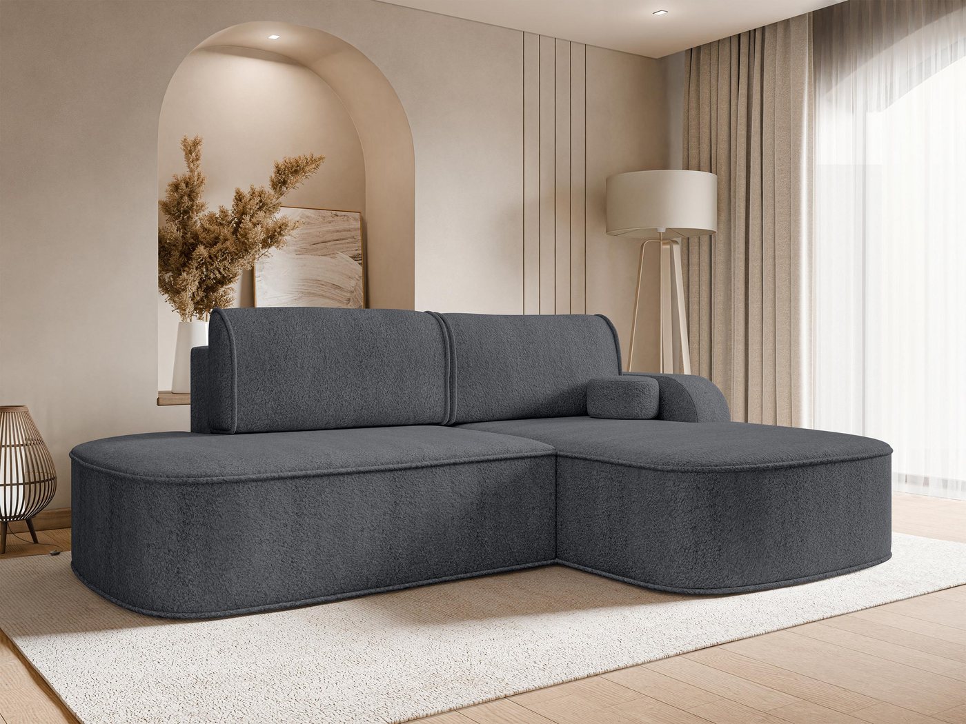 MIRJAN24 Ecksofa Koro, mit Schlaffunktion und Bettkasten, Modern L-Form, 256x177x90 cm von MIRJAN24