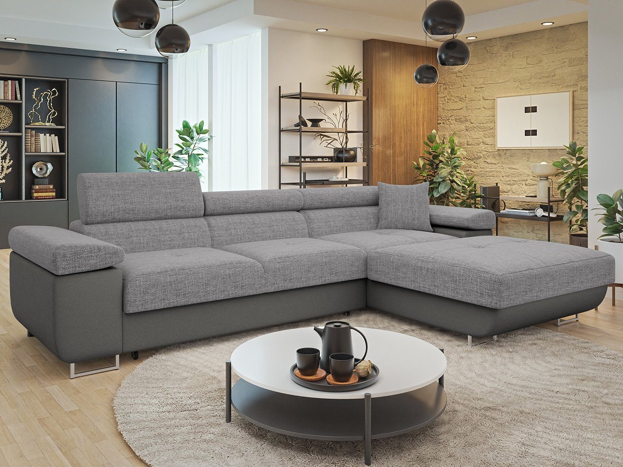 MIRJAN24 Ecksofa Torezio Mini, mit Bettkasten und Schlaffunktion, Einstellbare Kopfstützen, 280x170x70-90 cm von MIRJAN24