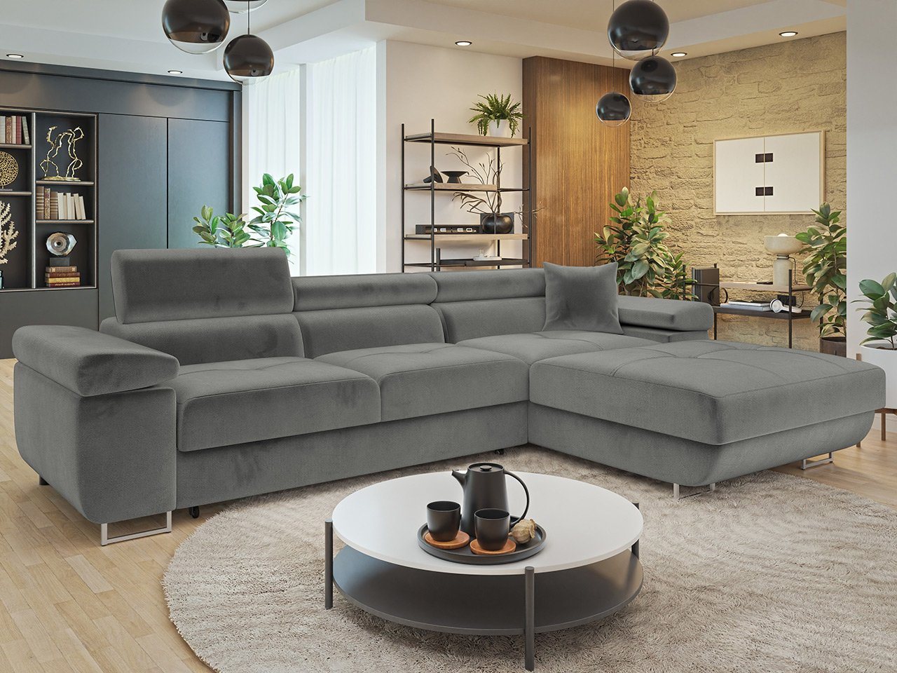 MIRJAN24 Ecksofa Torezio Mini, mit Bettkasten und Schlaffunktion, Einstellbare Kopfstützen, 280x170x70-90 cm von MIRJAN24