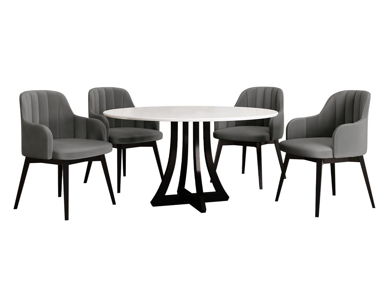 MIRJAN24 Essgruppe Diplodok-05, (Komplett-Set, 4 Stühlen + Runder Esstisch) von MIRJAN24