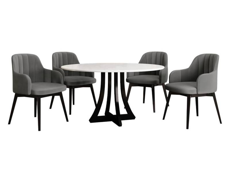 MIRJAN24 Essgruppe Diplodok-05, (Komplett-Set, 4 Stühlen + Runder Esstisch) von MIRJAN24