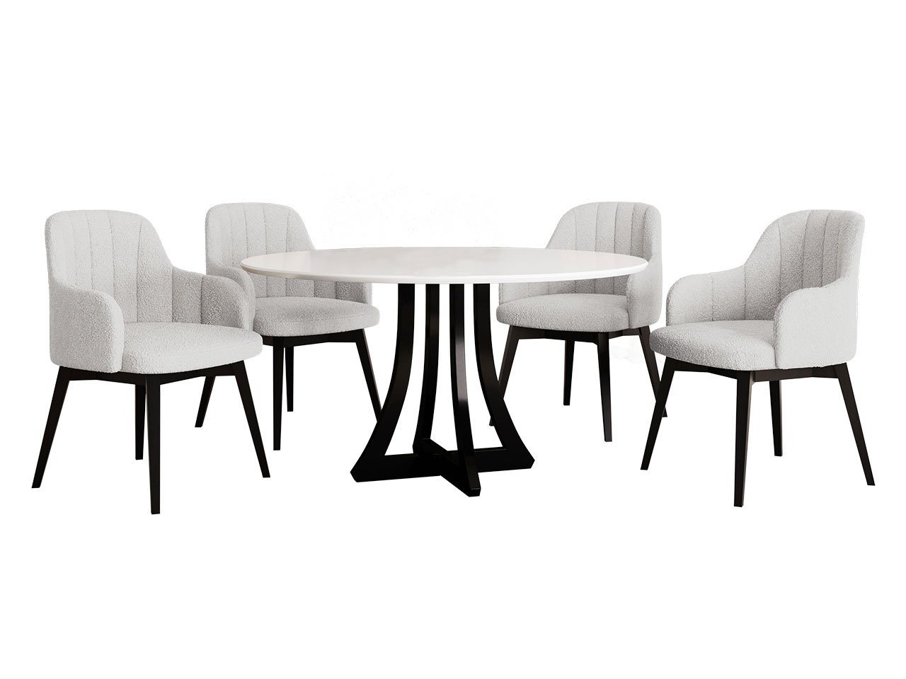 MIRJAN24 Essgruppe Diplodok-05, (Komplett-Set, 4 Stühlen + Runder Esstisch) von MIRJAN24