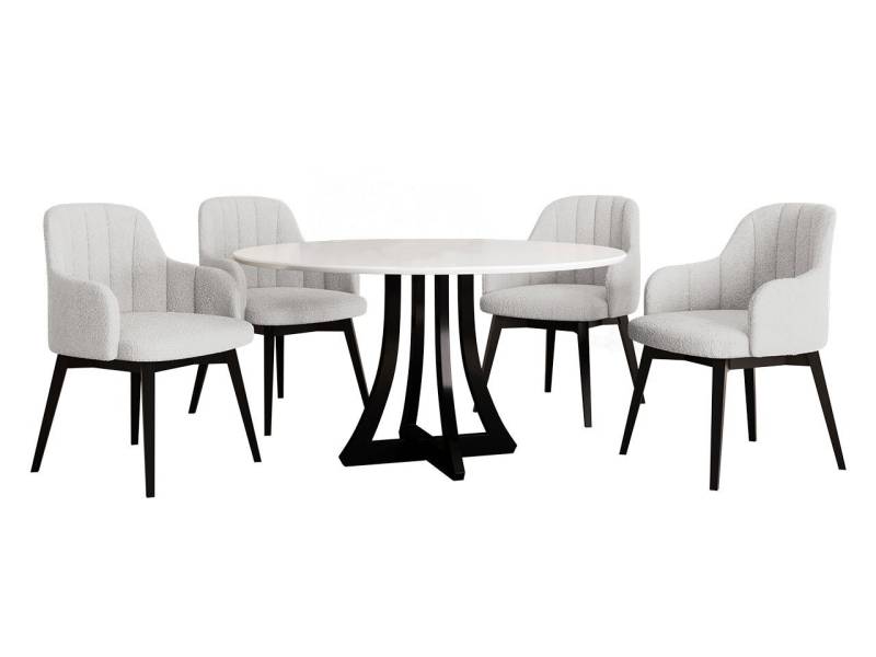 MIRJAN24 Essgruppe Diplodok-05, (Komplett-Set, 4 Stühlen + Runder Esstisch) von MIRJAN24