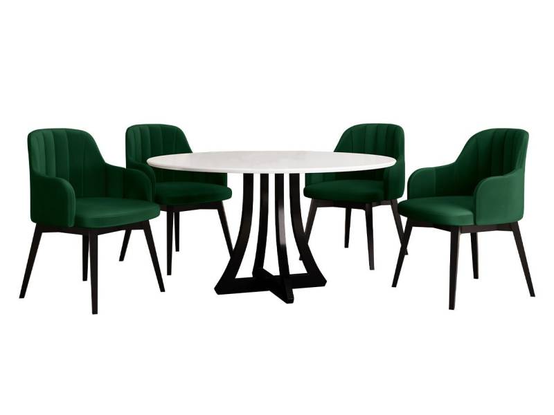 MIRJAN24 Essgruppe Diplodok-05, (Komplett-Set, 4 Stühlen + Runder Esstisch) von MIRJAN24