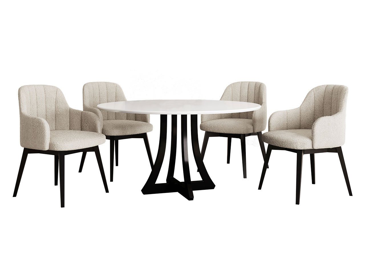 MIRJAN24 Essgruppe Diplodok-05, (Komplett-Set, 4 Stühlen + Runder Esstisch) von MIRJAN24