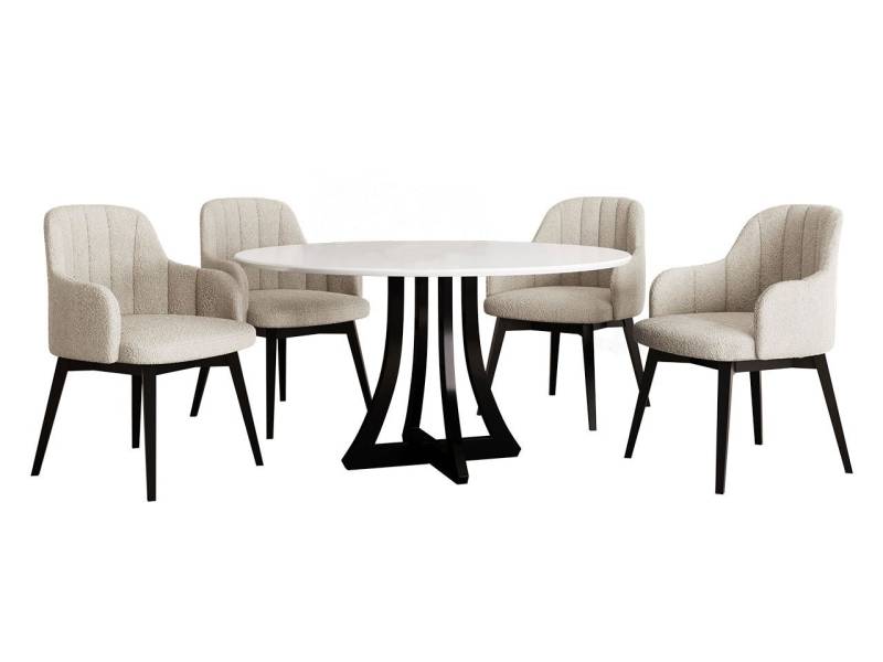 MIRJAN24 Essgruppe Diplodok-05, (Komplett-Set, 4 Stühlen + Runder Esstisch) von MIRJAN24