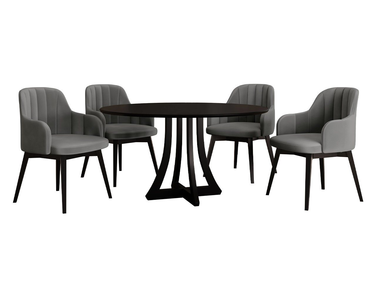 MIRJAN24 Essgruppe Diplodok-05, (Komplett-Set, 4 Stühlen + Runder Esstisch) von MIRJAN24