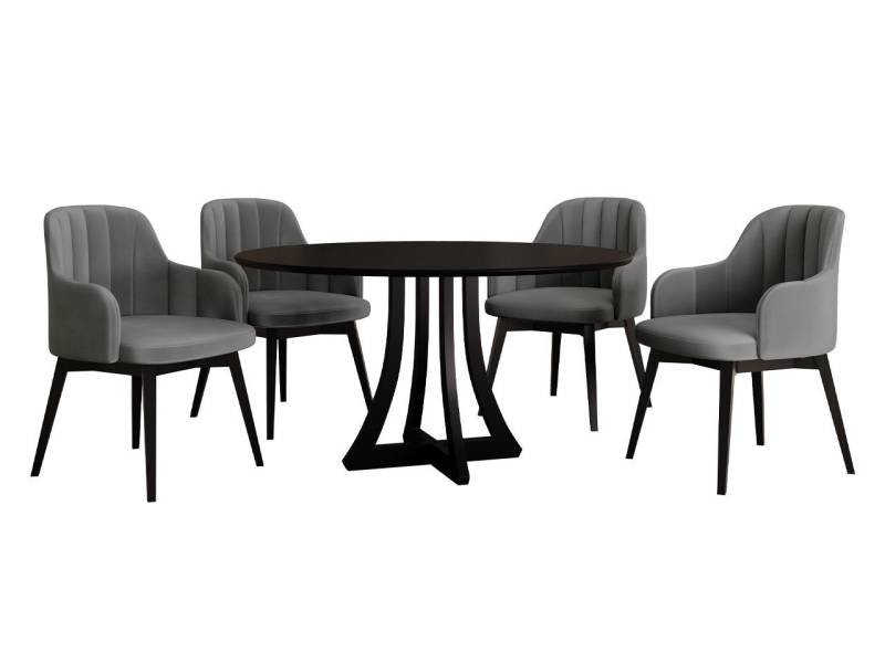 MIRJAN24 Essgruppe Diplodok-05, (Komplett-Set, 4 Stühlen + Runder Esstisch) von MIRJAN24