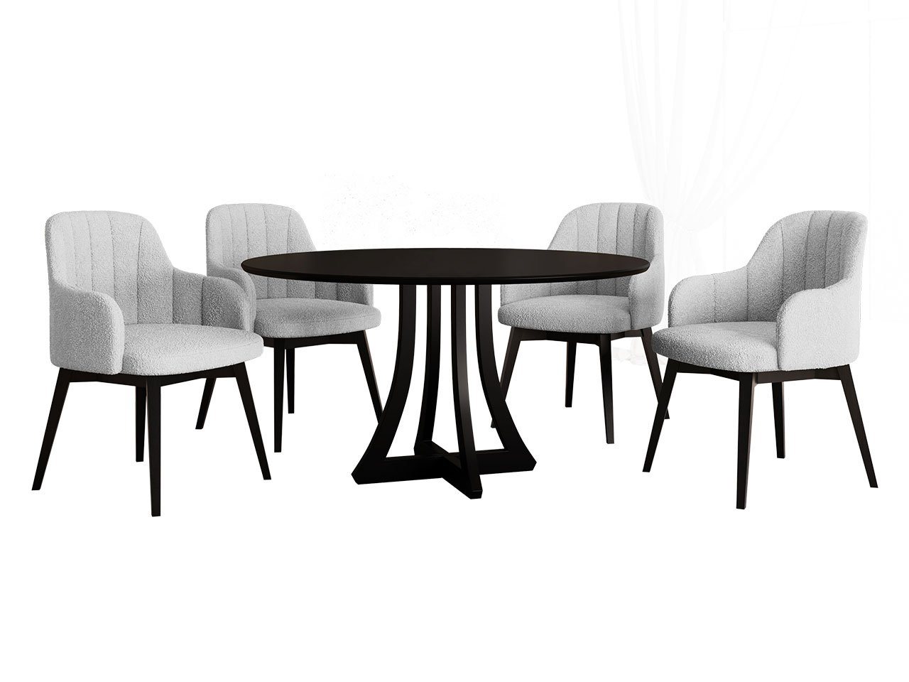 MIRJAN24 Essgruppe Diplodok-05, (Komplett-Set, 4 Stühlen + Runder Esstisch) von MIRJAN24