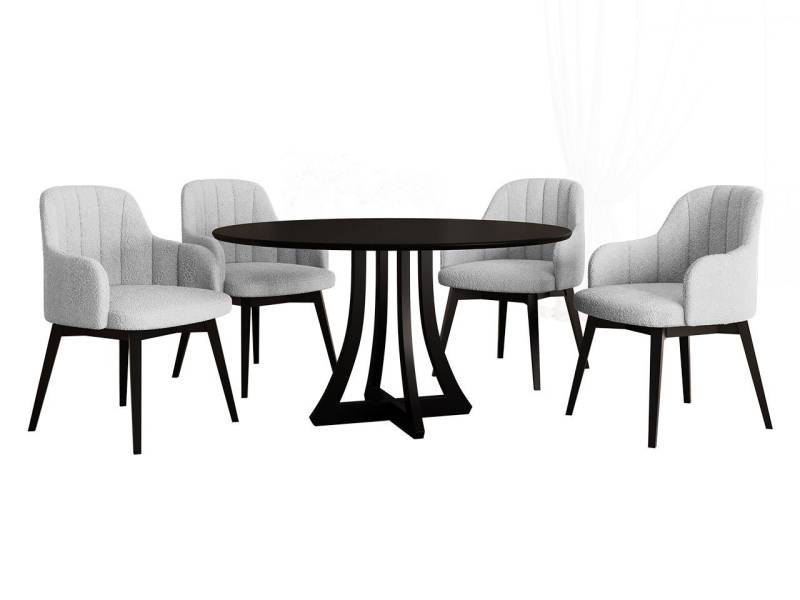 MIRJAN24 Essgruppe Diplodok-05, (Komplett-Set, 4 Stühlen + Runder Esstisch) von MIRJAN24