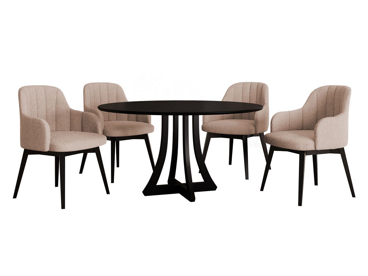 MIRJAN24 Essgruppe Diplodok-05, (Komplett-Set, 4 Stühlen + Runder Esstisch) von MIRJAN24