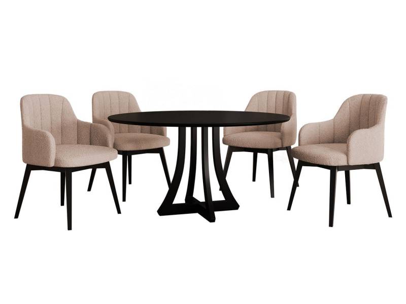 MIRJAN24 Essgruppe Diplodok-05, (Komplett-Set, 4 Stühlen + Runder Esstisch) von MIRJAN24